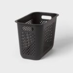 Narrow Large Rounded Rectangle Decorative Plastic Bin with Cutout Handles Black - Brightroom™