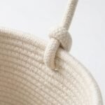 Alilang 2 Tier Hanging Storage Basket Cotton Rope Wall Organizer Modern Neutral Storage, White - Image 2