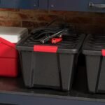 IRIS 32 Qt Stackable Plastic Storage Bins with Lids- Garage- Black, 4Pk - Image 4