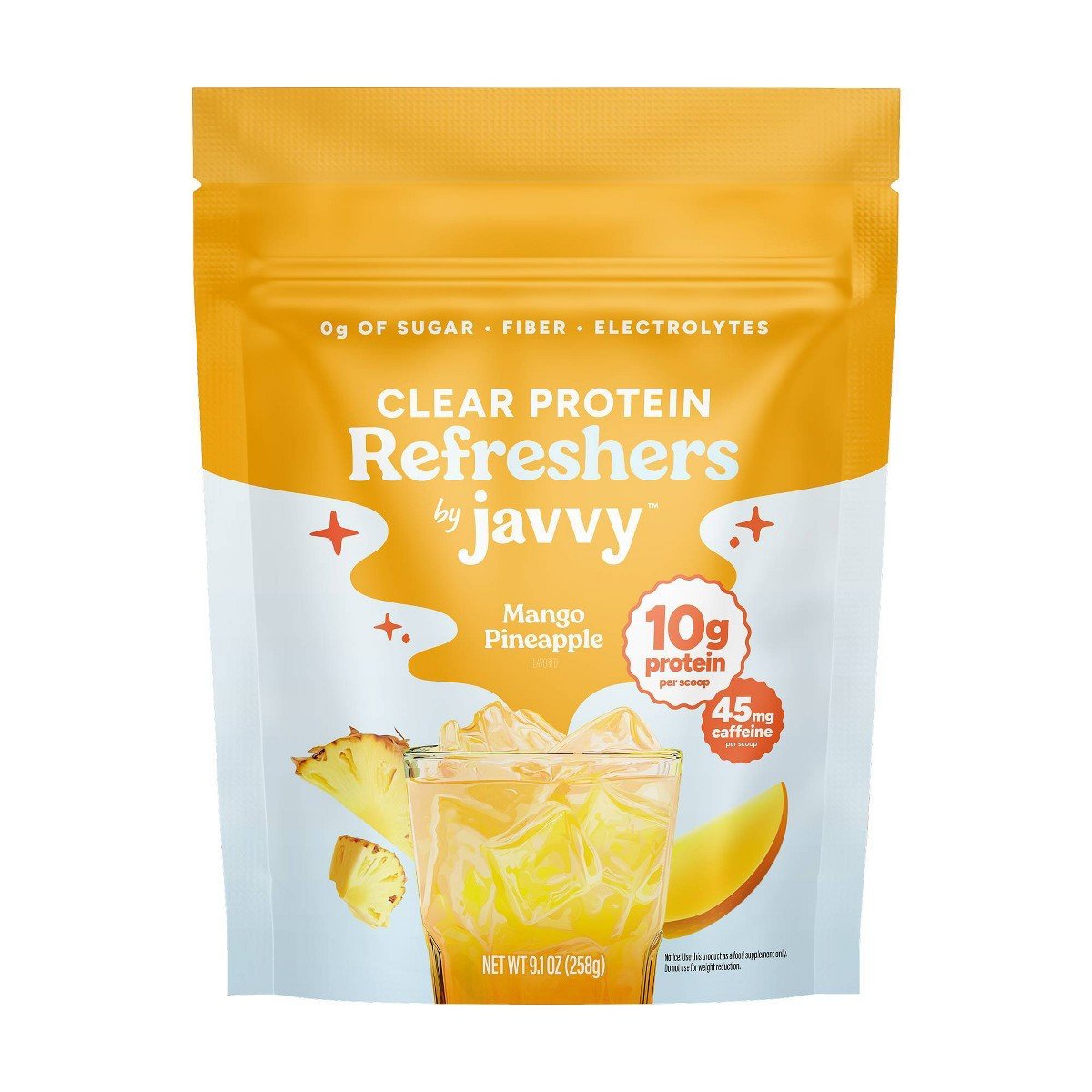 GUEST_7bdc5852-2b0c-4c22-ab20-eeae719b4f13.jpg Javvy Mango Pineapple Clear Protein Refreshers - 9.1oz: Caffeinated - Image 1