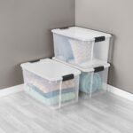 Sterilite 70 Qt Ultra Latch Box, Stackable Storage Bin with Lid, Plastic Container with Heavy Duty Latches to Organize, Clear and White Lid, 8-Pack - Image 5