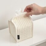 Alilang Quilted Tissue Dispenser Box Cover with Snap Closure 8.5x5.5in -White - Image 4
