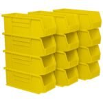 Akro-Mils 12 Pack AkroBins Plastic Storage Bins, Space-Saving Organizers, Yellow