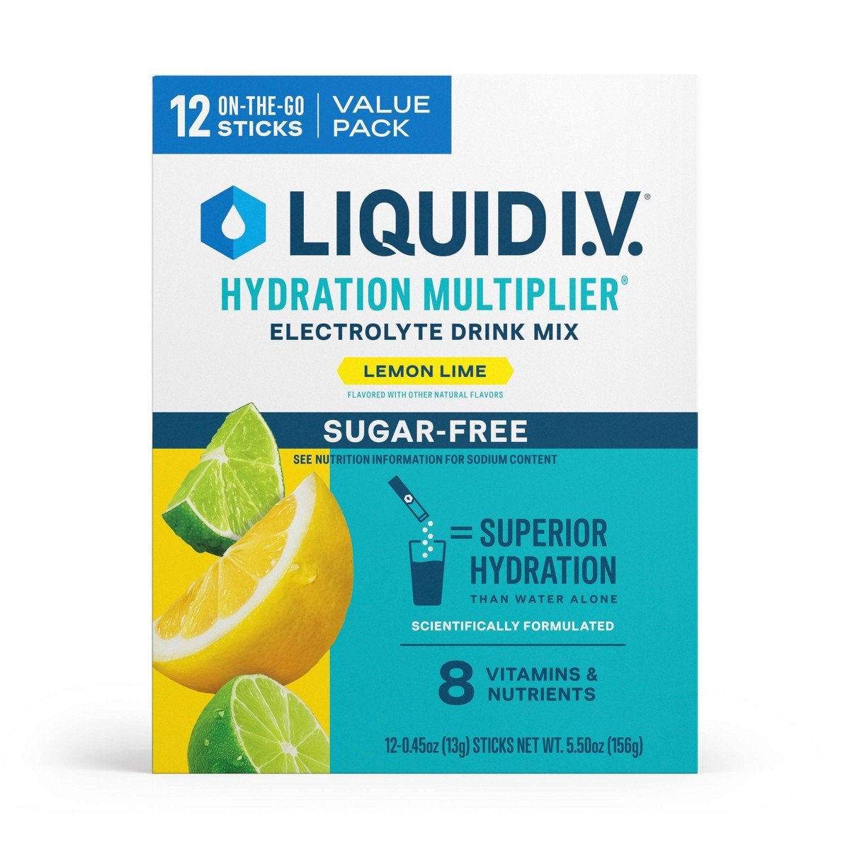 GUEST_7d8b32ae-6b4e-4b1a-b351-ebc300345274.jpg Liquid I.V. Sugar Free Hydration Multiplier Powder Electrolyte Drink Mix - Lemon Lime - 0.45oz/12ct - Image 1
