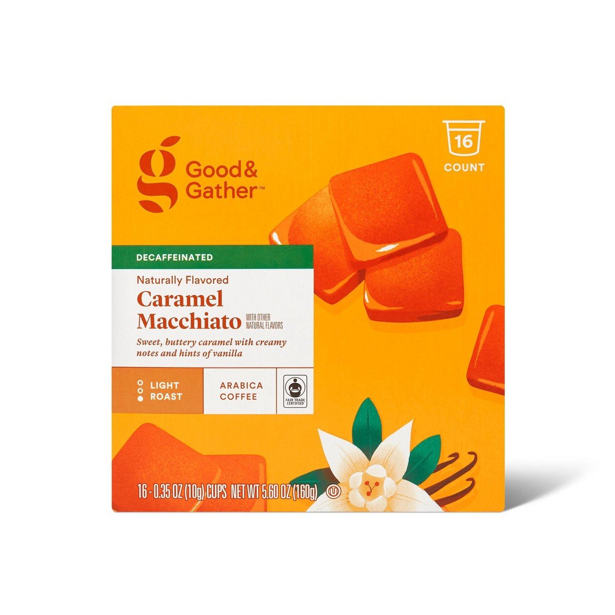 GUEST_7e7f01b4-6c17-4ed1-8554-b39c7b2de76d.jpg Naturally Flavored Caramel Macchiato Decaf Light Roast Coffee - 16ct Pods - Good & Gatherâ„¢ - Image 1