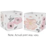 Sweet Jojo Designs Fabric Storage Bins Set Floral Watercolor Pink Grey and White - Image 4