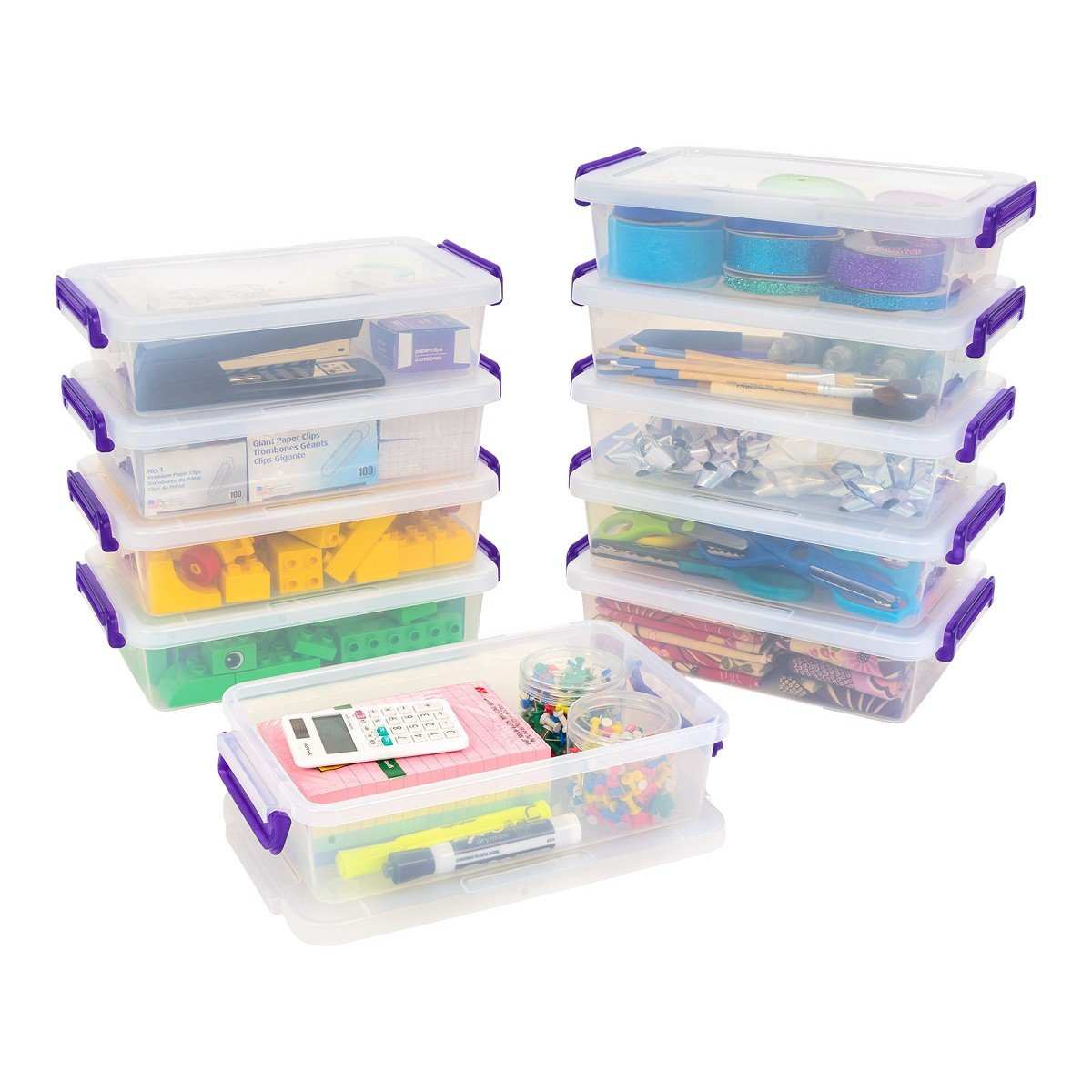 GUEST_7eff40d1-1012-43c4-b6ac-72b6a49af4a9.jpg IRIS 2.7 Qt Storage Bin with Secure Buckle-up Lid, Stackable, for Stationeries, Crafts, Toys, 10Pk - Image 1