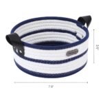 REGALWOVEN 2 Pack Woven Storage Basket with Leather Handles, Key Tray Bowl for Entryway Desk, Home Decor Dark Blue 7.9*3.9in - Image 3