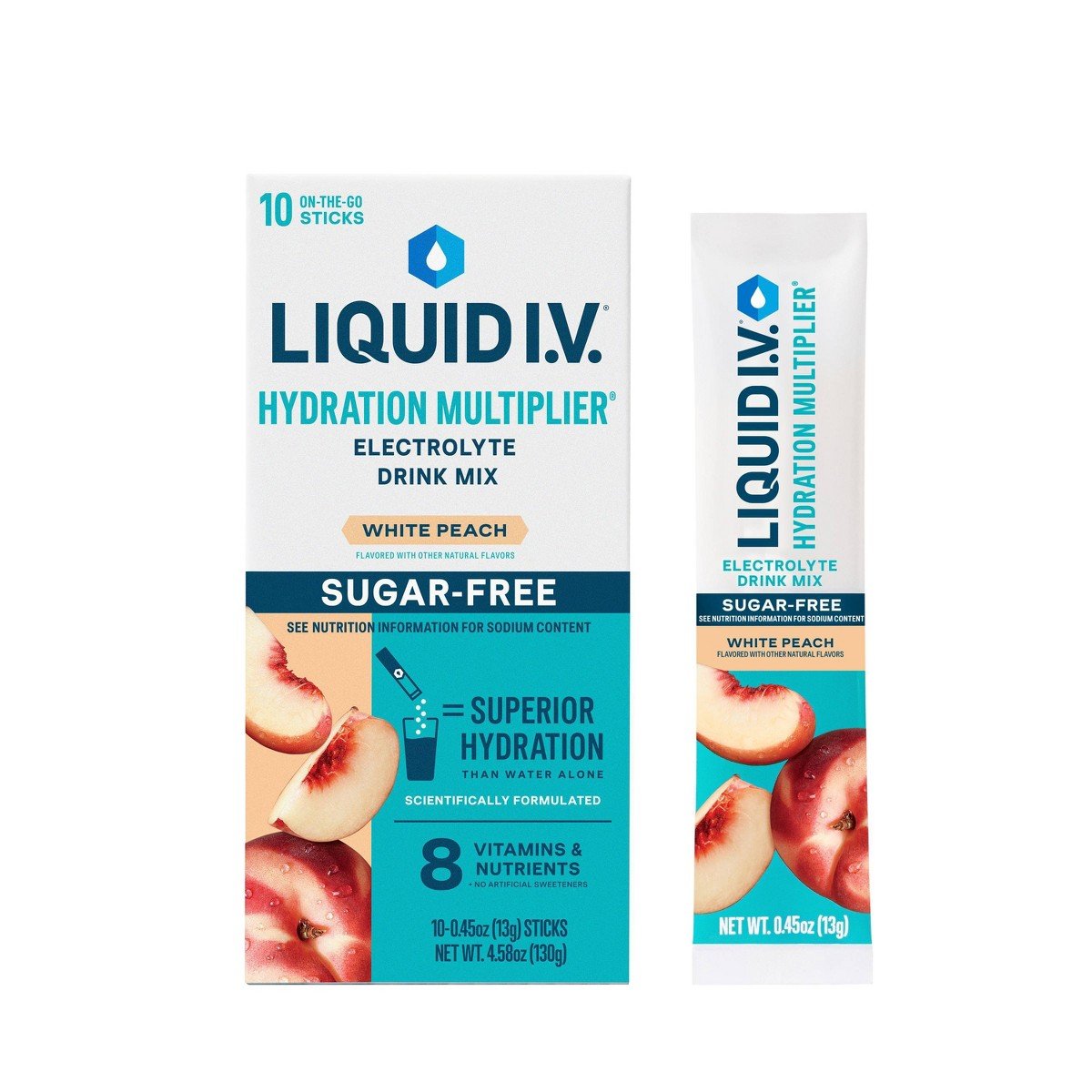 GUEST_800471ae-e318-473f-ab90-42f28a83d472.jpg Liquid I.V. Sugar Free Hydration Multiplier Vegan Powder Electrolyte Supplements - White Peach - 0.45oz/10ct - Image 1