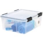 IRIS 30.6 Qt Airtight Plastic Storage Bin with Lid and Seal and Secure Latching Buckles