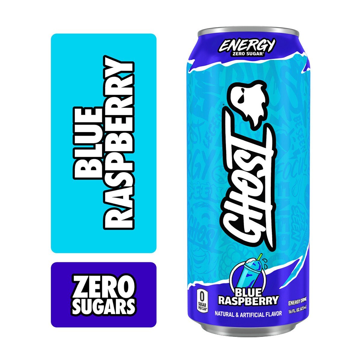 GUEST_817f9863-5e87-453c-9dbe-b19de85d1fe0.jpg Ghost Energy Drink Blue Raspberry Single - 16 fl oz: Caffeinated - Image 1