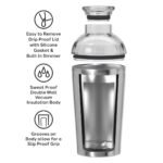 Oggi 17oz Groove Cocktail Shaker Stainless Steel: Silver, Hand Wash, 9" Height, 17oz Capacity, Plastic & Stainless Steel - Image 3