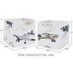 Sweet Jojo Designs Fabric Storage Bins Set Airplane Green and Blue - Image 4