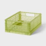 Rectangular Plastic Foldable Medium Crate Green - Brightroom™