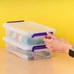 IRIS 2.7 Qt Storage Bin with Secure Buckle-up Lid, Stackable, for Stationeries, Crafts, Toys, 10Pk - Image 3