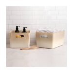 Isaac Jacobs 2pk 7"x8.11" Decorative Storage Ombre Bin Tan - Image 2