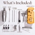 Cocktail Shaker Set Bartender Kit with Stylish Bamboo Stand 16 Piece Barware Mixing Tools, Bartending Kit Gift Set For Home Bar Party, Stainless Steel - Image 2