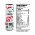 CELSIUS Sparkling Peach Vibe Functional Energy Drink - 12 fl oz Single Can - Image 4