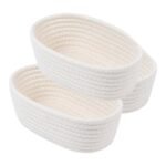 REGALWOVEN Odorless Cotton Rope Handcrafted Compact Size Multiple Use Open Storage Bins 3 Packs Beige 9.1*5.1*2.8in