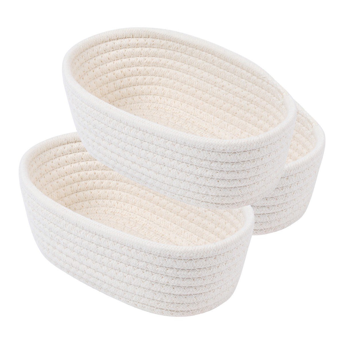 GUEST_8449ce26-2f8d-4e54-a807-33f9d0c81c5c.jpg REGALWOVEN Odorless Cotton Rope Handcrafted Compact Size Multiple Use Open Storage Bins 3 Packs Beige 9.1*5.1*2.8in - Image 1