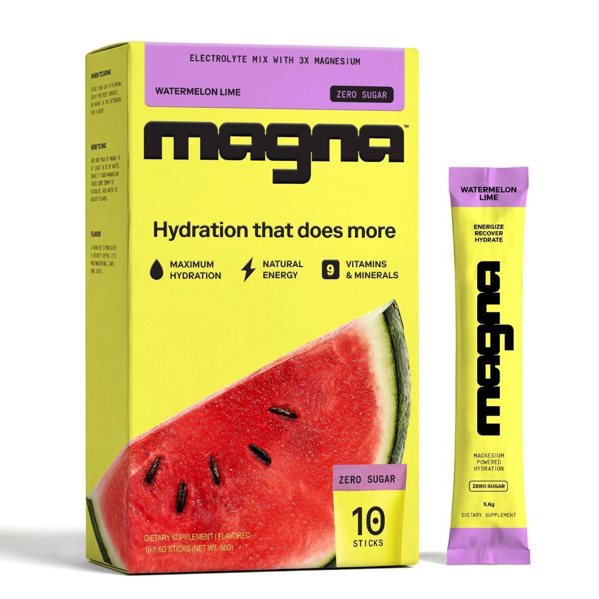 GUEST_848b64a5-bb64-420d-a223-04ae75747684.jpg Magna Hydration Electrolyte Mix Stick Pack Dietary Supplement Powder - Watermelon Lime - 10ct: Non-GMO, Vegan, Magnesium 210mg - Image 1