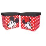 Ukonic Disney Mickey & Minnie 15-Inch Storage Bin Cube Organizers with Lids | Set of 2 - Image 2