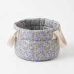 Alilang Quilted Floral Storage Basket with Handles for Home Organization - Light Blue