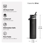 Hydro Flask 24 fl oz Stainless Steel Wide Mouth Flex Straw Water Bottle - Black - Image 4