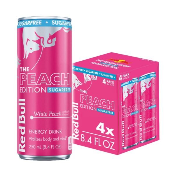 Red Bull Peach Edition Sugarfree Energy Drink - White Peach, Caffeinated - 4pk/8.4 fl oz Cans