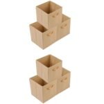 REGALWOVEN Durable Set of 6 Fabric Storage Cube with Built-In Bottom with Handle, Collapsible Storage for Organizing Clothes Books Khaki 11*11*11in