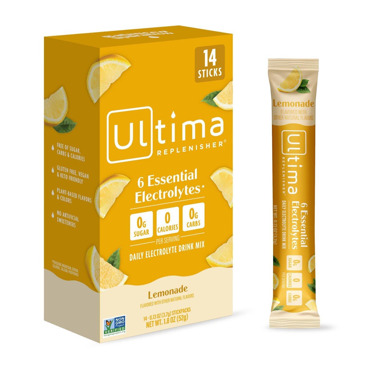 GUEST_87b0118b-52d5-468e-ba42-07d66b32f3f2.jpg Ultima Replenisher Daily Hydration Electrolyte Stick Packs - Lemonade - 1.8oz/14ct - Image 1