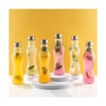 JoyJolt Spring Glass Water Bottles with Stainless Steel Cap - 18 oz - Set of 6 - Image 3