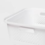 Small Rounded Square Decorative Plastic Bin with Cutout Handles White - Brightroomâ„¢ - Image 3