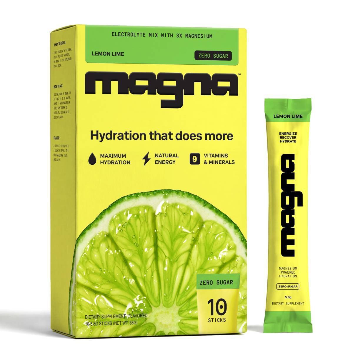 GUEST_892243e0-171d-4b0d-b9f3-46dcdafaee37.jpg Magna Hydration Electrolyte Mix Stick Pack Dietary Supplement Vegan Powder - Lemon Lime - 10ct: Magnesium 210mg, Sugar-Free, Gluten-Free - Image 1