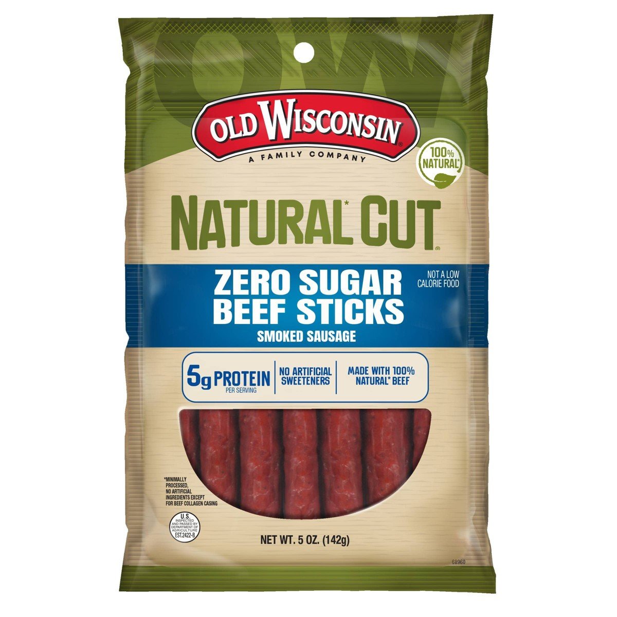 GUEST_8bb7ada0-ee88-4bfc-8571-fd3d1b55d607.jpg Old Wisconsin Cut Beef Meat Sticks - 5oz: 5g Protein Per Serving - Image 1