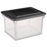 Sterilite File Box, Document Filing Storage Bin with Lid, Clear/Black, 4 Pack - Image 2