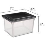 Sterilite File Box, Document Filing Storage Bin with Lid, Clear/Black, 4 Pack - Image 4