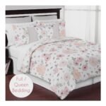 Sweet Jojo Designs Fabric Storage Bins Set Floral Watercolor Pink Grey and White - Image 2