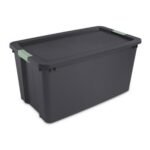 Sterilite 45 Gal Wheeled Latch Tote, Stackable Plastic Storage Bin, Gray, 8 Pack