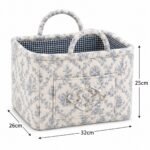 Alilang Quilted Floral Storage Caddy with Handles for Dorm Bathroom Vanity and Laundry Room - Blue - Image 2