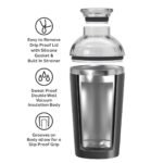 Oggi 17oz Groove Cocktail Shaker Black: Stainless Steel & Plastic, 9" Height, 17oz Capacity, Hand Wash - Image 3