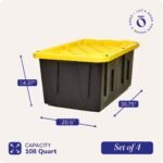 Homz Durabilt Heavy Duty 27 Gallon Plastic Organizer Storage Bin Tote (2 Pack) - Image 2