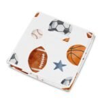Sweet Jojo Designs Boy Fabric Storage Toy Bin Watercolor Sports Theme Blue Brown and Orange - Image 5