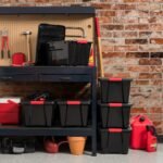 IRIS 32 Qt Stackable Plastic Storage Bins with Lids- Garage- Black, 4Pk - Image 3