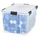 IRIS 74qt WeatherPro Plastic Storage Bin Clear with Lid: Stackable, Moisture-Resistant, Universal Storage, Built-In Handles - Image 3