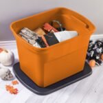 Sterilite 18 Gallon Orange Plastic Storage Container Bin Tote with Lid (16 Pack) - Image 4