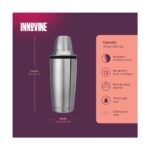 Innovine 18 oz Double Walled Stainless Steel Cocktail Shaker with Citrus Reamer, Jigger Cap and Built-in Strainer, Home Bar Gifts for Men, Silver - Image 3