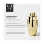 Viski Gold Heavyweight Cocktail Shaker, Stainless Steel Drink Mixer for Espresso Martini, Margarita, Home Bar Gifts for Men, Bartender Tools, 16.5oz - Image 2