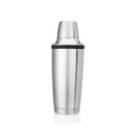 Innovine 18 oz Double Walled Stainless Steel Cocktail Shaker with Citrus Reamer, Jigger Cap and Built-in Strainer, Home Bar Gifts for Men, Silver