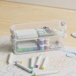 Click in Place 3qt Clear Shallow Slim Plastic Storage Bin with White Latch for Home and Office Organization - Brightroom™ - Image 4